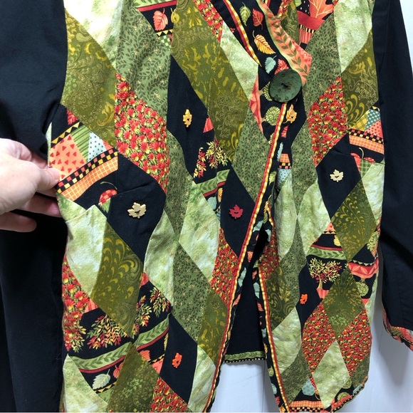Handmade Orange Green Artsy Patchwork Jacket Size Large - Picture 4 of 14